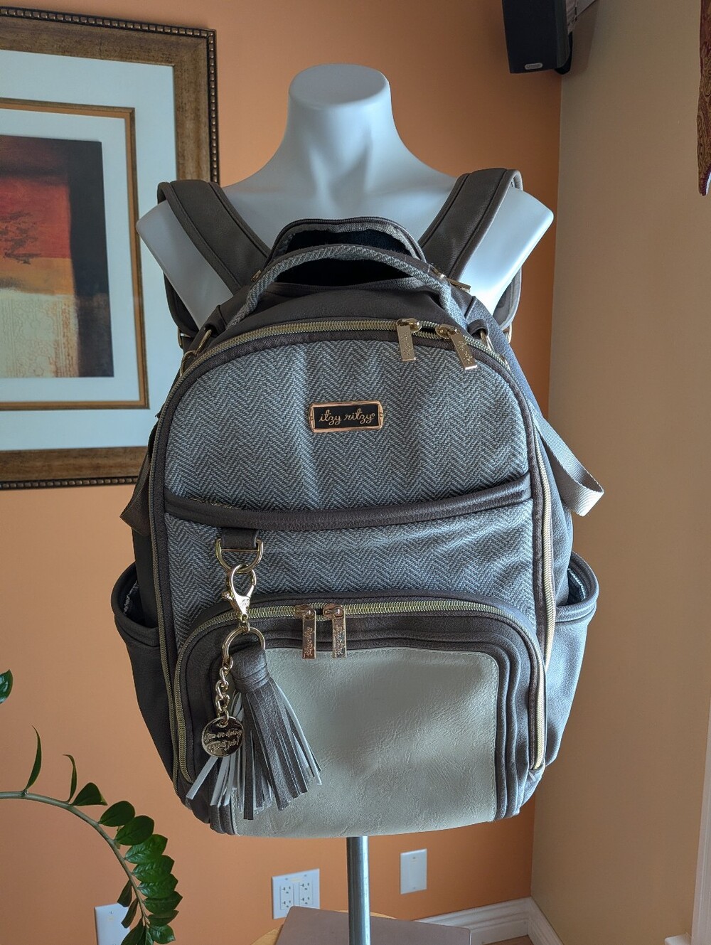 Itzy Ritzy Gray Chevron Diaper Backpack